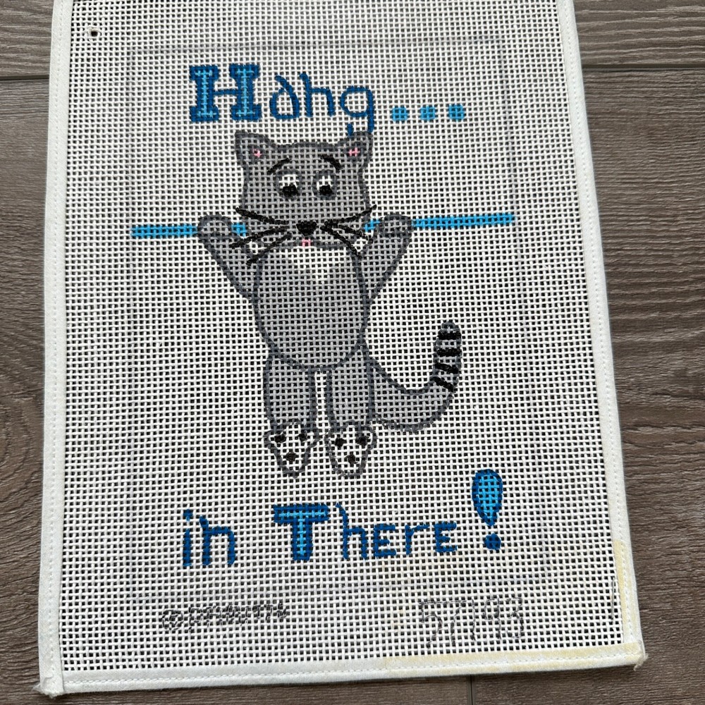 Hang in There Cat Needlepoint Canvas, Single Sheet
