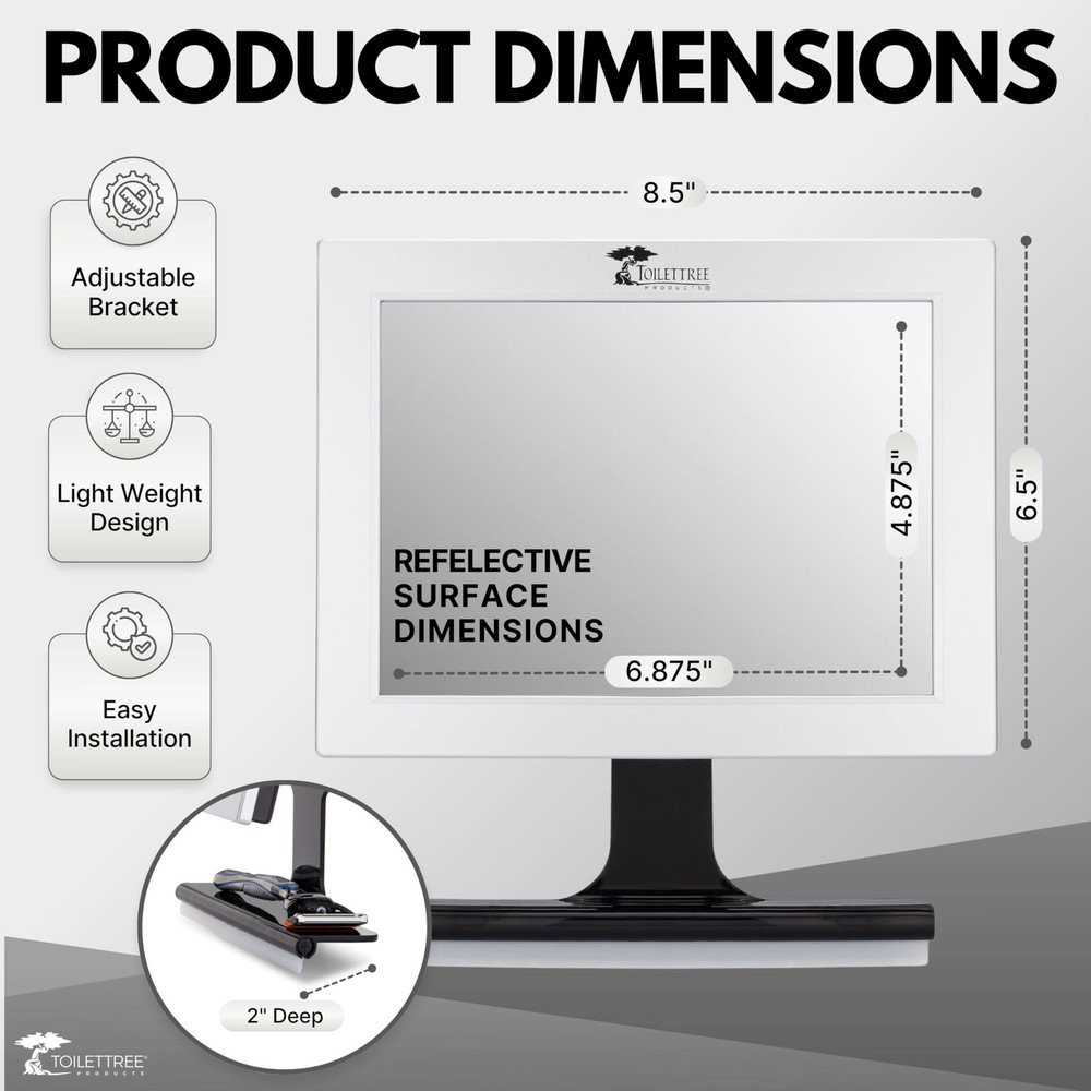 Fogless Shower Mirror with Squeegee - Adjustable, Anti-Fog, Rust-Proof Design