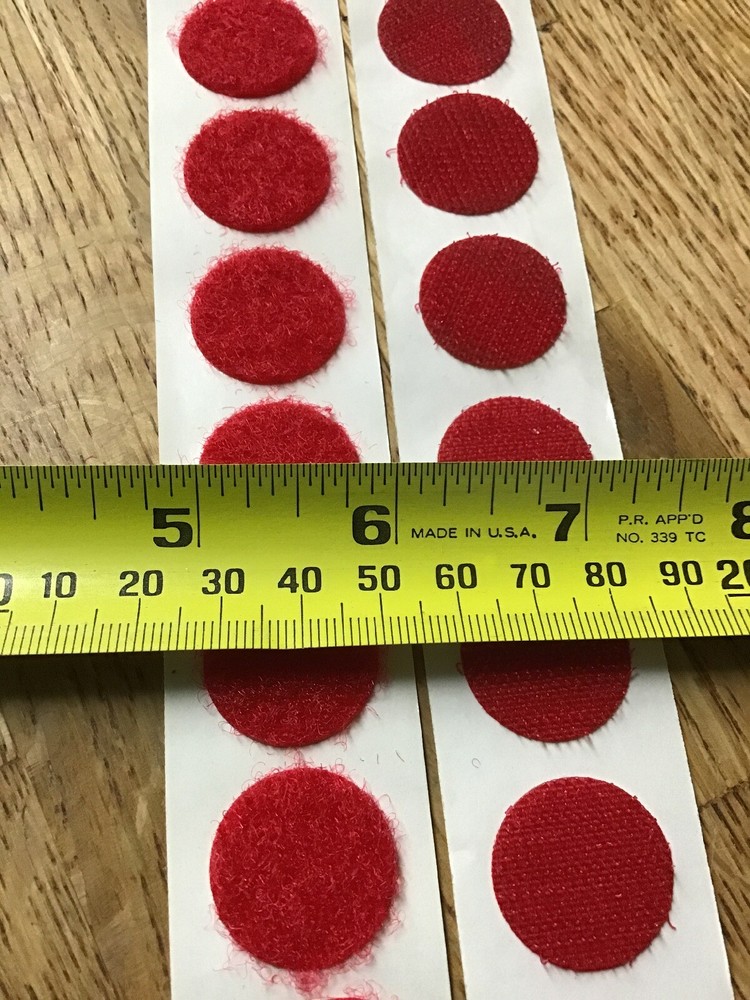 NEW 72 (36 sets) Hook and Loop Coins Self adhesive Dots Red 7/8" (0.87")