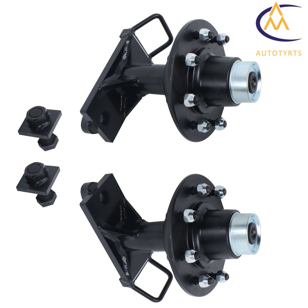 Pair of Shipping Container Wheels 8 x 6.5 Lug Bolt-On Spindle Kit with Handle