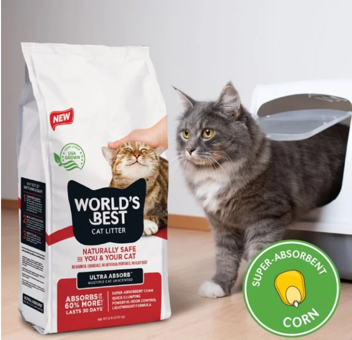 World's Best Cat Litter Ultra Absorb Unscented, 32 LB Multi Pack