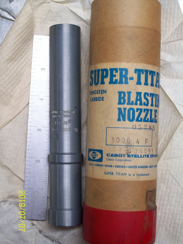6" 3000-4F TUNGSTEN CARBIDE 1/4" BORE SANDBLAST SHOTBLAST BLASTING NOZZLE
