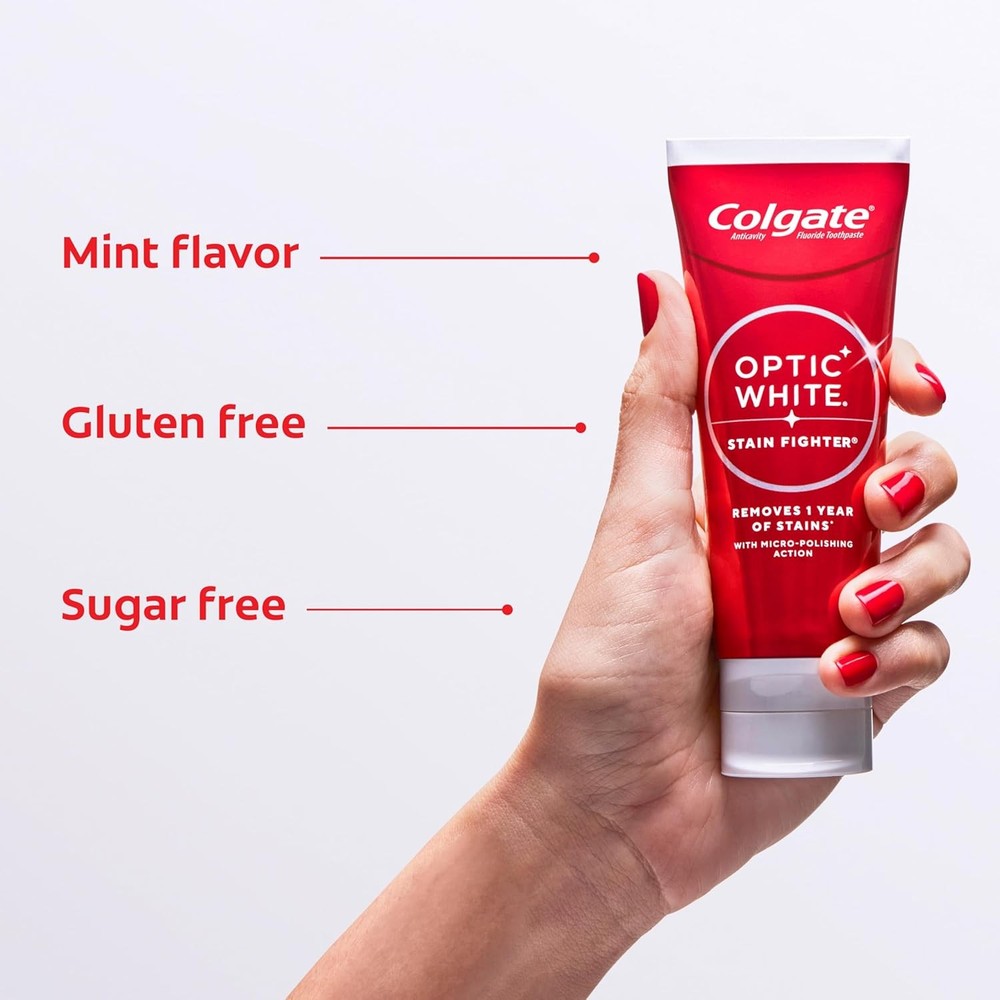 Colgate Optic White Stain Fighter Clean Mint Paste Teeth Whitening Toothpaste, 4