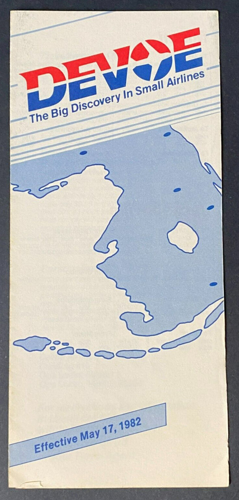 Devoe Airlines Timetable Effective May 17, 1982