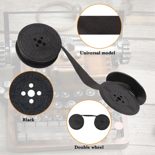 Universal Typewriter Ribbon Twin Spool Replacement Pack - Black Ink (2 Pcs)