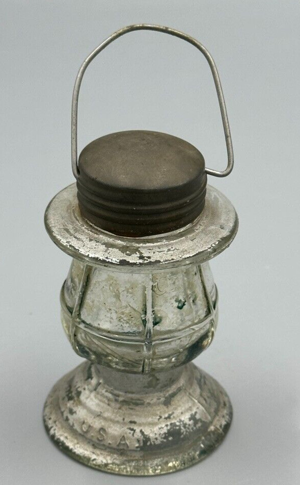 Vintage Long Waisted LANTERN GLASS CANDY CONTAINER A&E 402