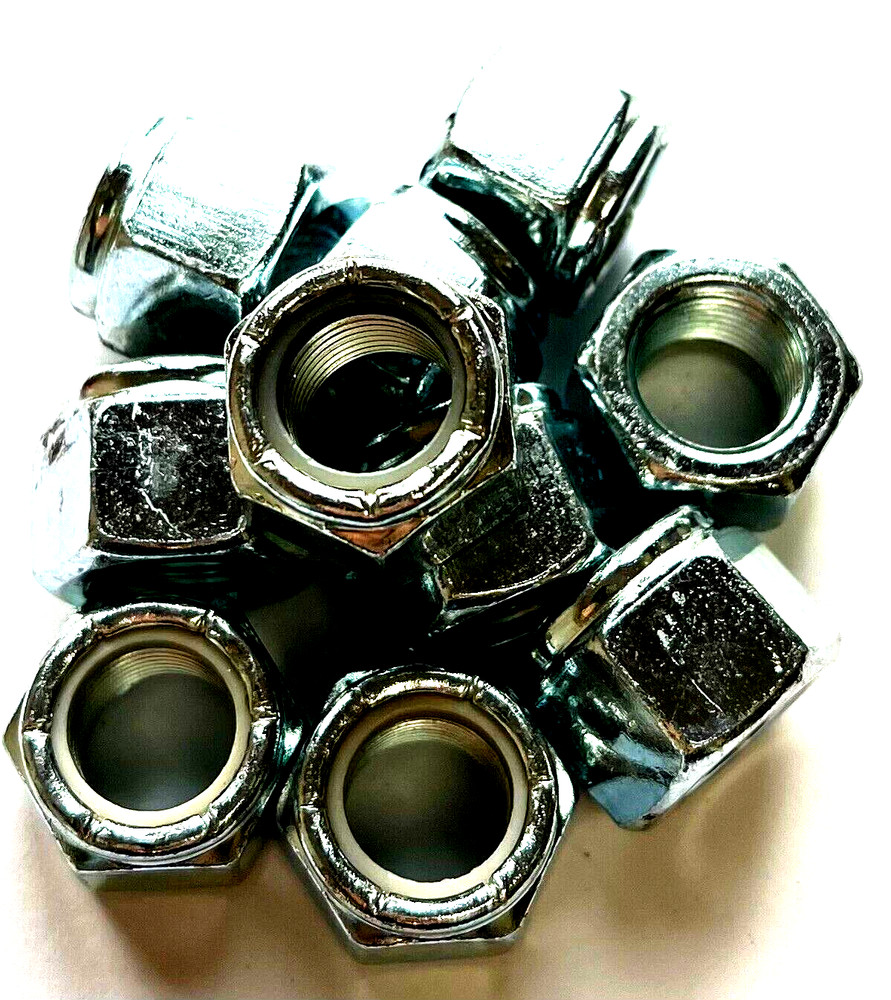 1/2-20 ZINC NYLON INSERT STOP LOCK NUT - 10 PIECES