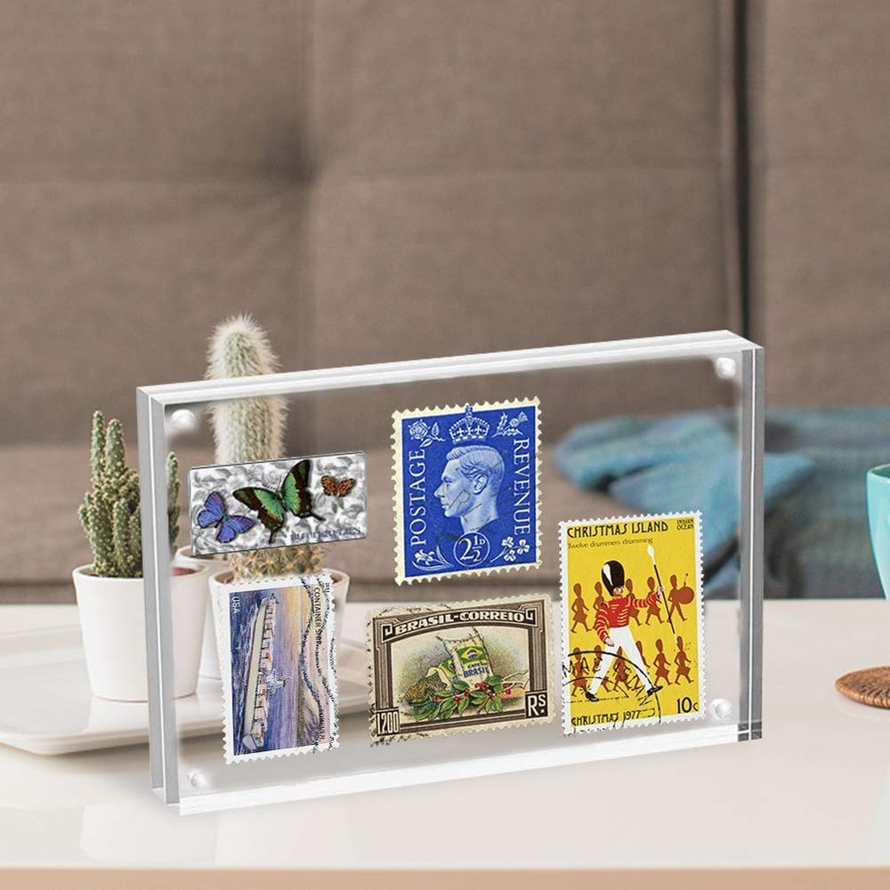 Acrylic Frames, 2 Pack 5x7, 24mm Thicker Frameless Clear Picture Frame, Doubl...
