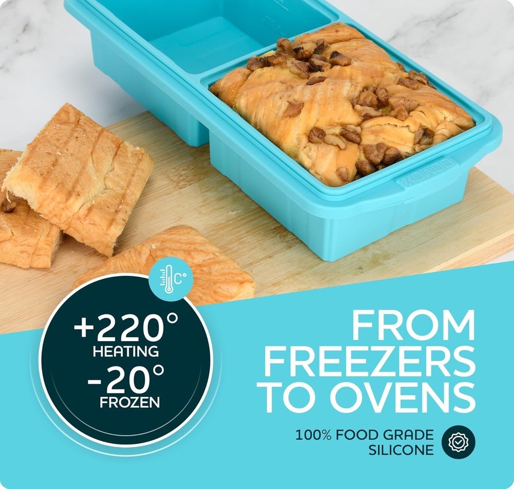 Silicone Freezer Tray -2-cup Extra Ice Cube Tray-makes 4 perfect 500ml (2-Pack)