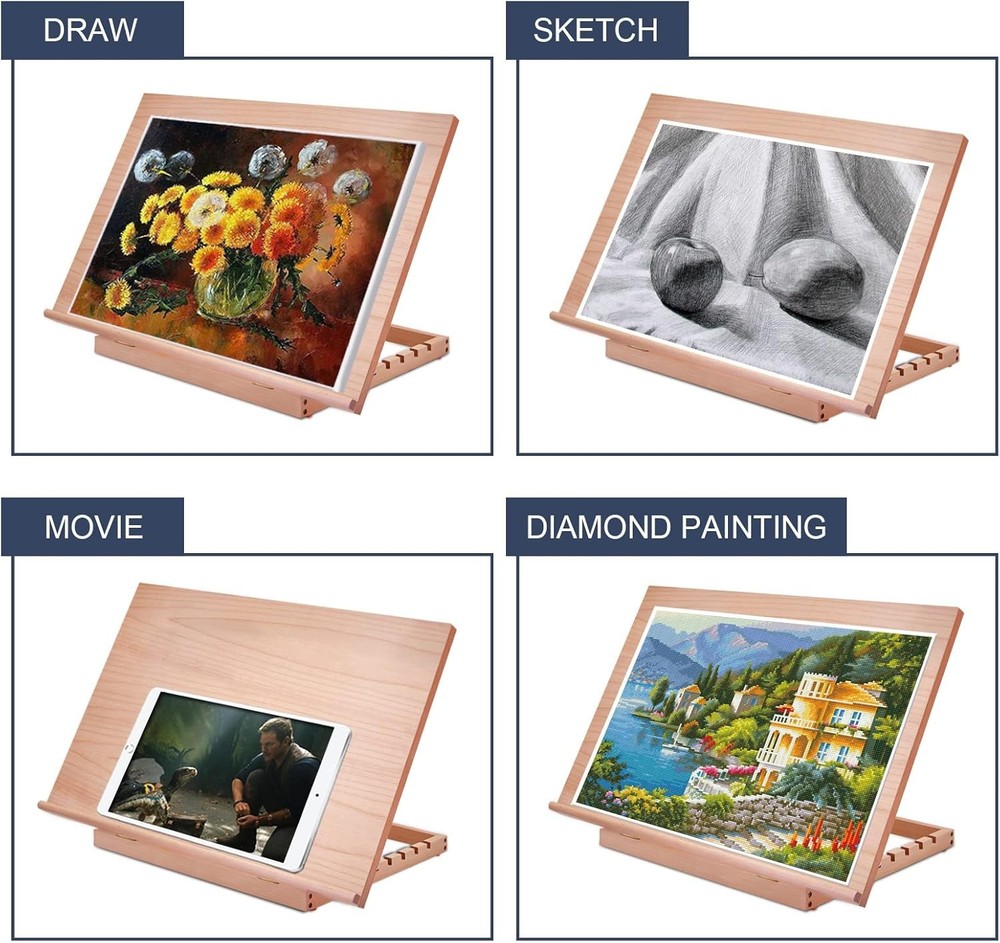 Large Artist Drawing Sketching Board 6 Position Adjustable Wood Drafting Table