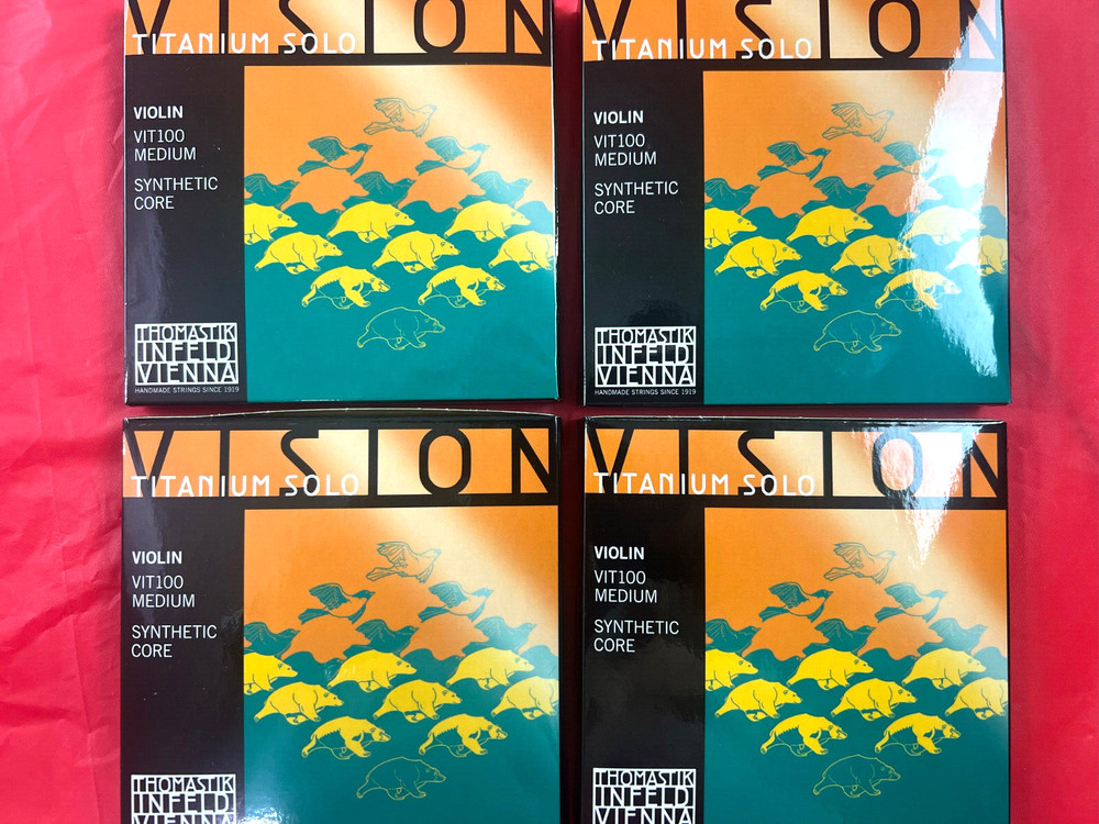 4  x  Authentic Thomastik Vision Titanium Solo Violin String Set Medium 4/4