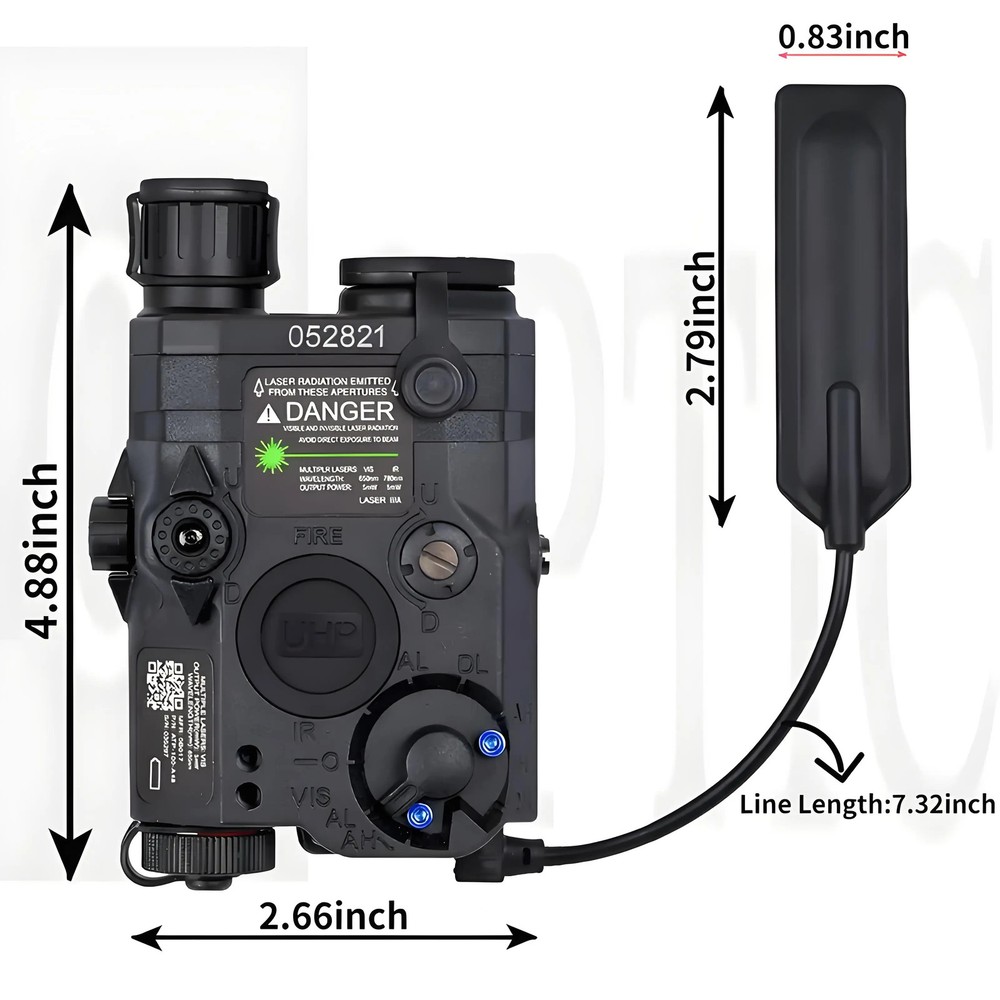 Visible Green Laser with IR & White LED Flashlight, Battery Powered