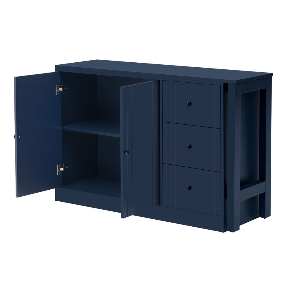 89.7'' Multifunctional Wooden Sideboard (Extendable Table, 2 Doors+3 Drawers)