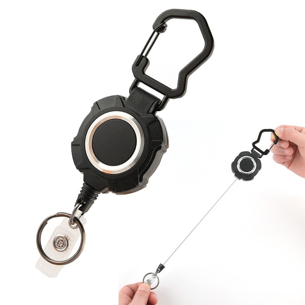 Practical Retractable Keychain with Multitool Carabiner and Secure Card Holding