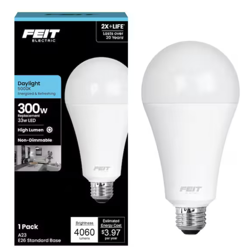 Feit Electric 300-Watt Equivalent Non-Dimmable LED Light Bulb Daylight(5000K)