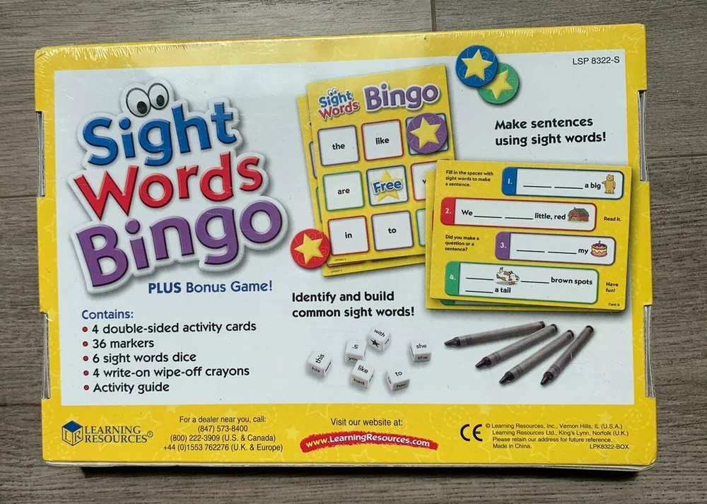 SIGHT WORDS BINGO learning Resourse , Educational Game, Homeschool, Teaching NEW