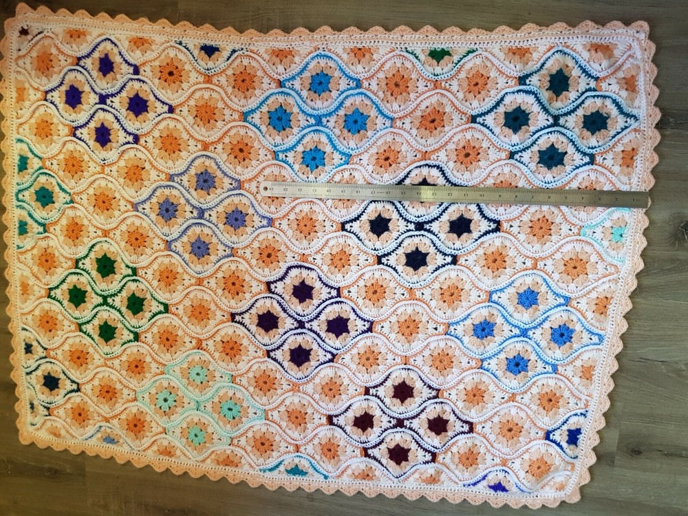 HANDMADE Baby Cot CROCHET BLANKET/THROW/-SEASIDE THEME