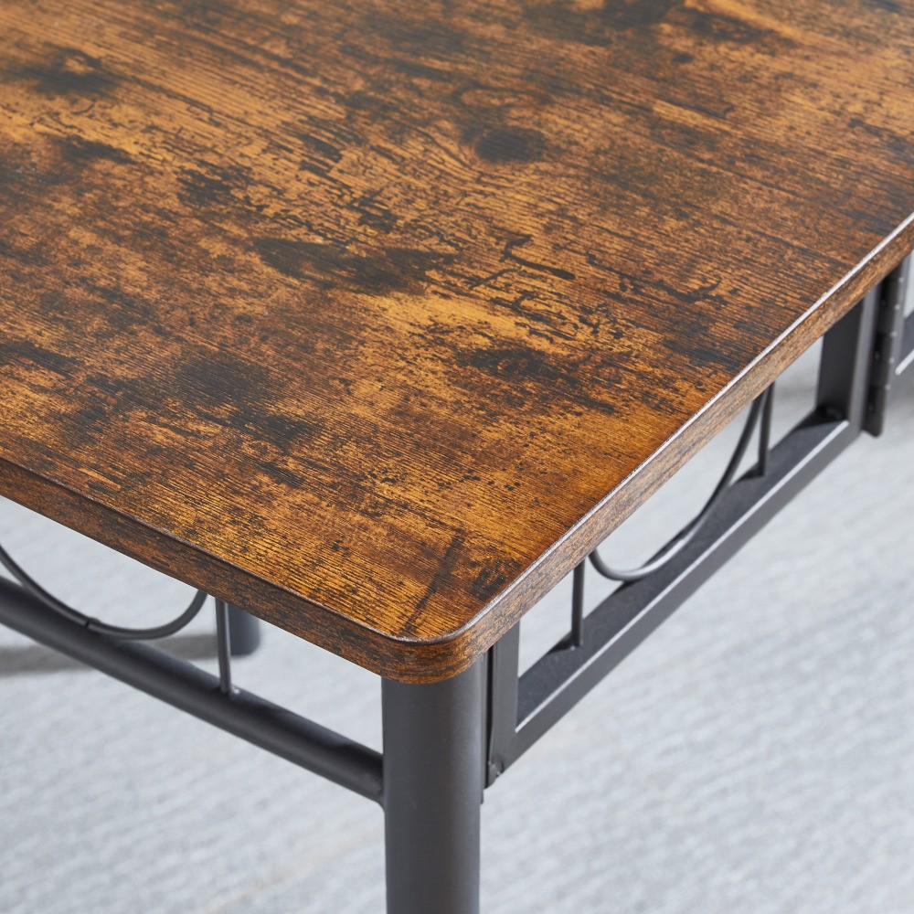 Antique Square Dining Table Metal Wood Kitchen Table Sturdy Scratch Resistant