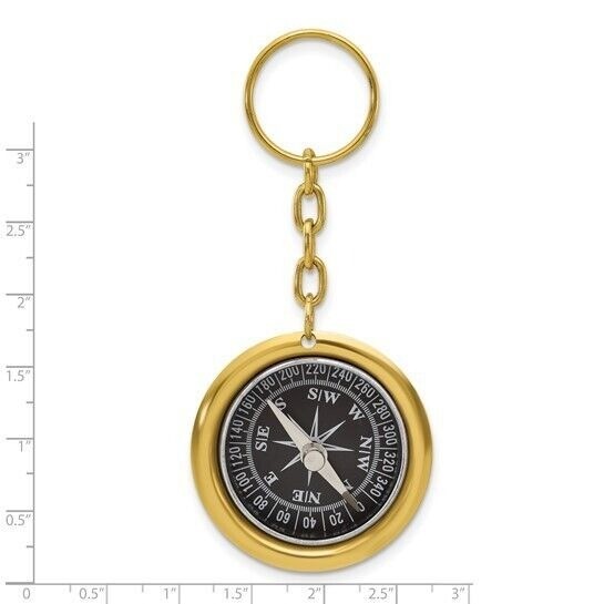 Brass Nautical Compass Key Ring With Lighthouse Design