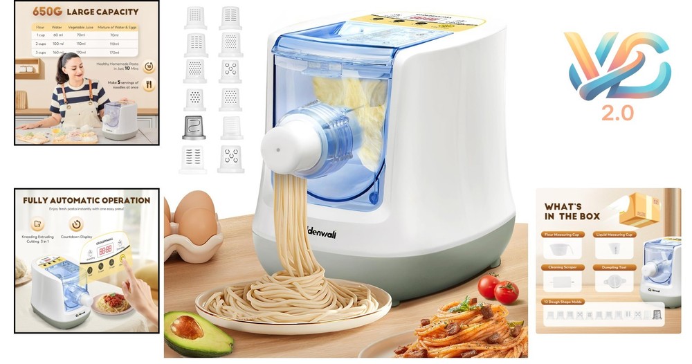 Automatic Pasta Maker Machine Electric 12 Discs Digital Control White