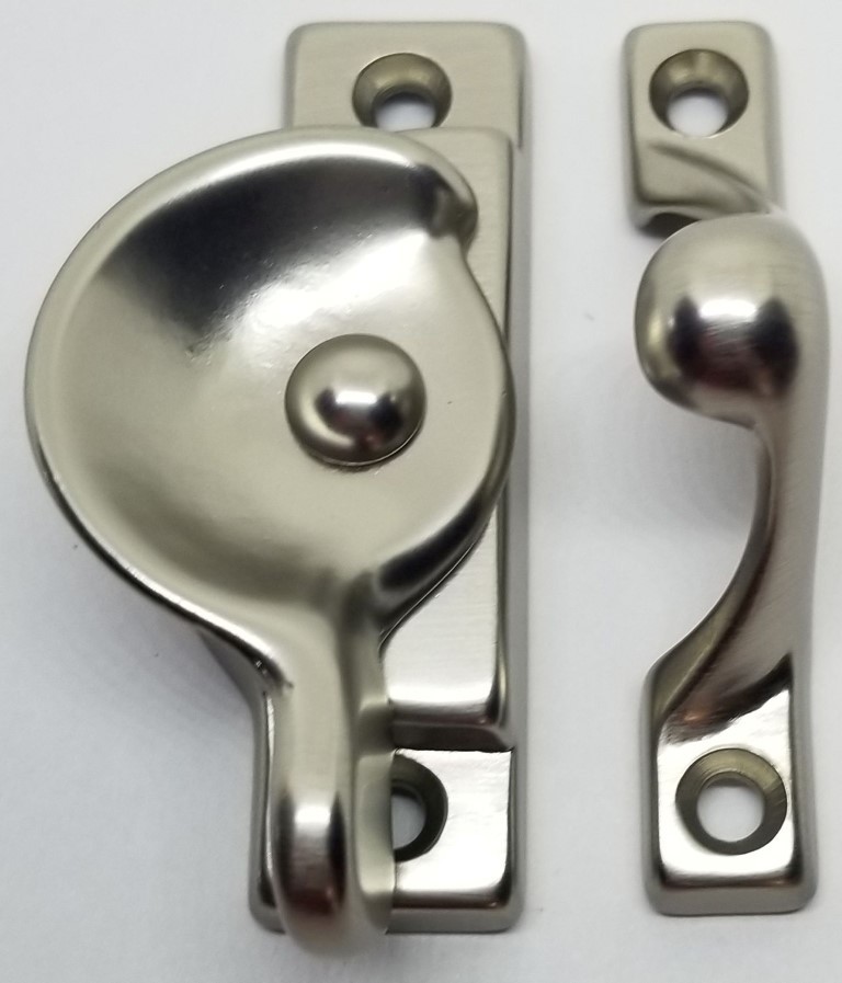 Decorative Solid Brushed Nickel Heavy Duty Spring Loaded Window Sash Lock Square