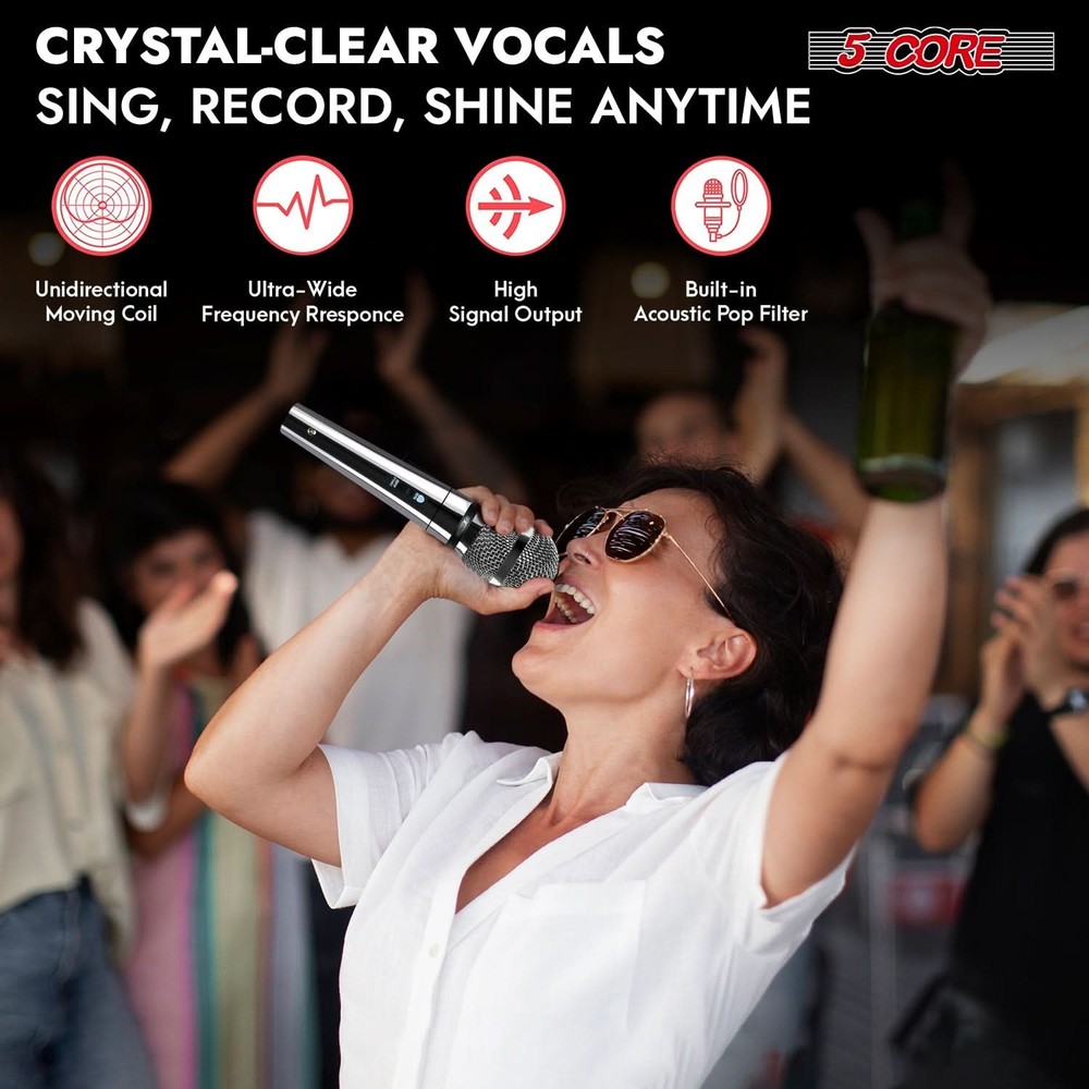 5Core XLR Microphone Dynamic Mic Karaoke Singing Studio Mics Handheld Microfono