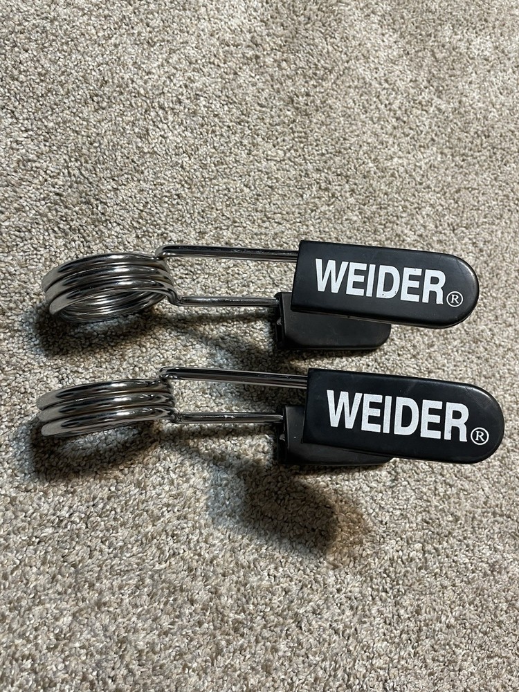 Weider Olympic Size Spring Collars 2" Clips for Barbell, Large