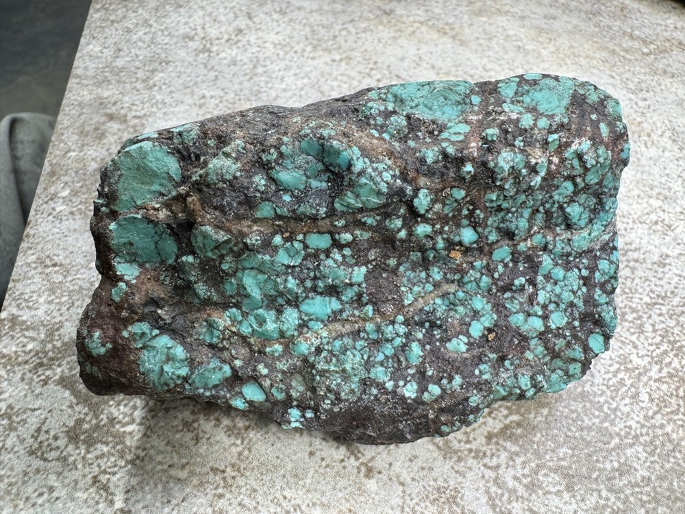 Hubei turquoise stabilized nugget solid spiderwebs all the way through