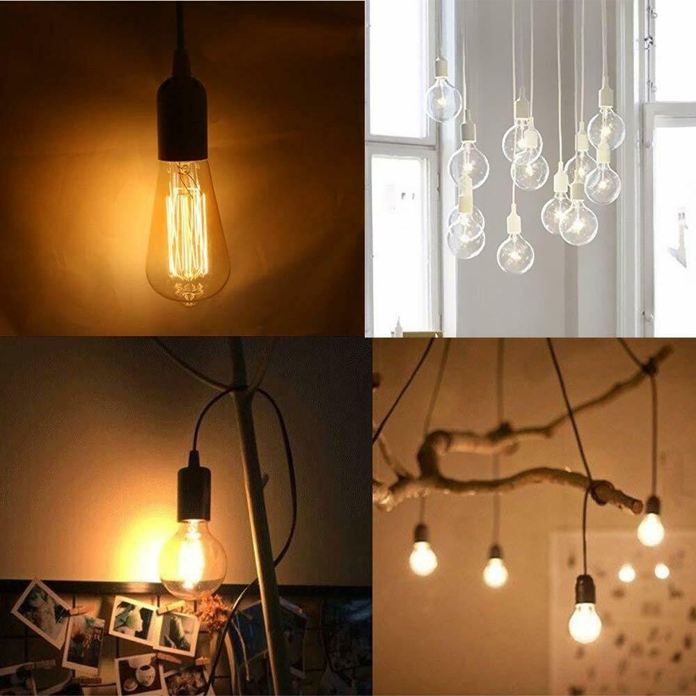 4 Pack 6FT Power Cable Adapter Cords Wire E26 Base with Switch Light Bulbs 72"