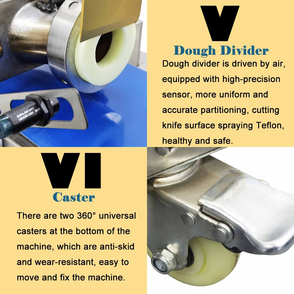Automatic Dough Kneader Divider Cutter Cake Pizza Dough Pastry Roller Press