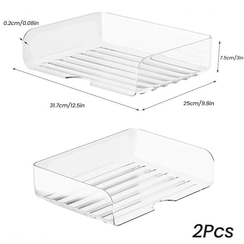 Desk Letter Tray Set, A4 Size Clear PET Stackable 2x Landscape Transparent