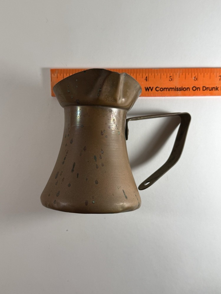 Vintage Primitive Copper Pitcher Creamer Syrup Coffee Handle