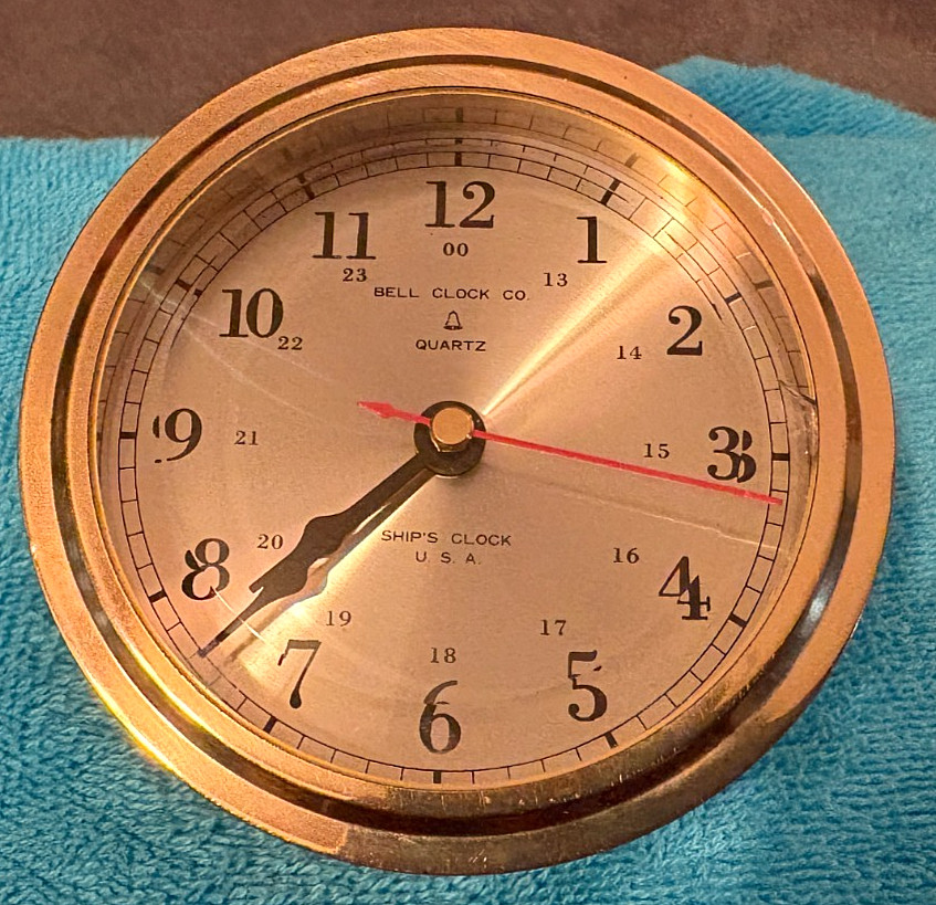 VTG Brass Bell Clock Co.-Ship's Bell Strike Quartz Battery Clock Untested-RUNS