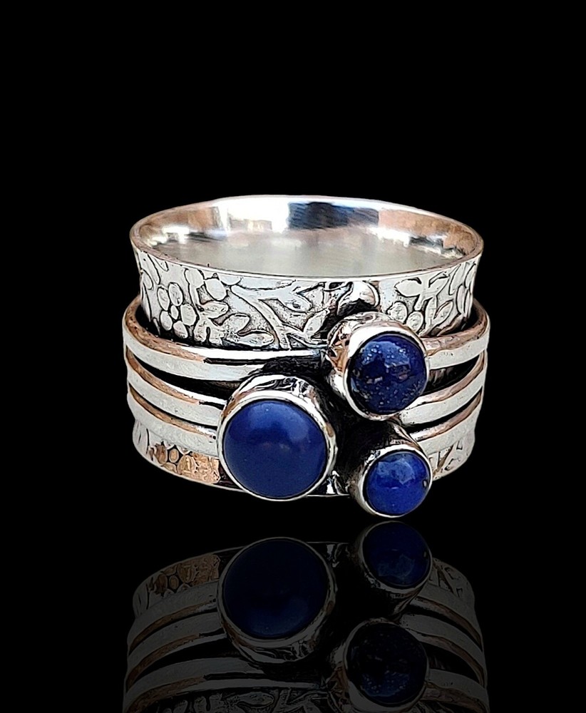 Lapis Lazuli Ring 925 Sterling Silver Ring Handmade Spinner Silver Spinner Ring