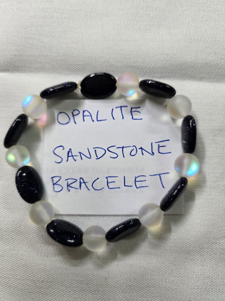 Handmade Opalite and Sandstone Bracelet