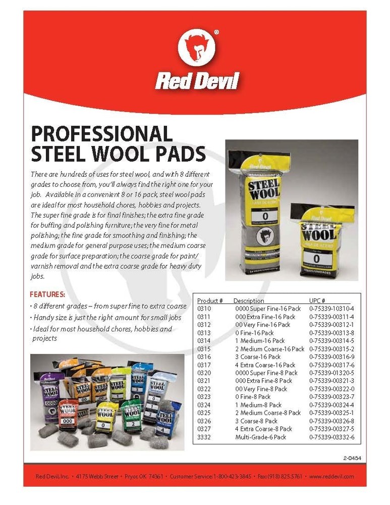 Red Devil 3332 Steel Wool Multi Grade (Pack of 6)