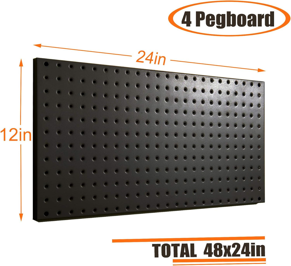 Pegboard Organizer Garage Storage - 48Pcs Pegboard Hooks Set, Pegboard Tool Orga