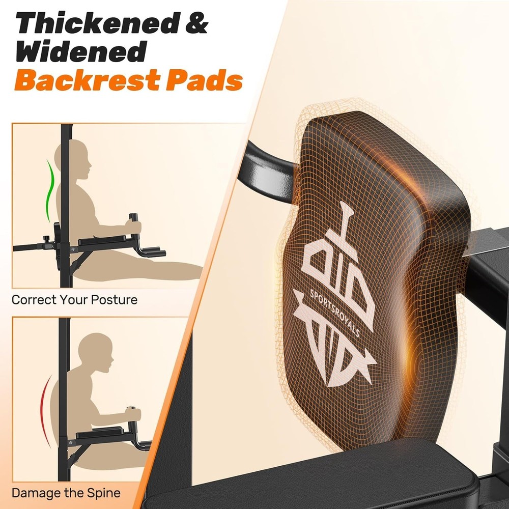Power Tower Pull Up Bar Station, 450LBS Stable Pull Up Dip Station for Home G...