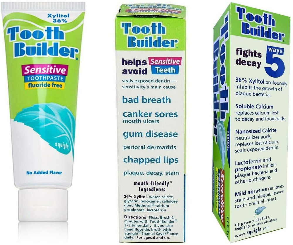 Squigle Tooth Builder Sensitive Toothpaste, Prevents Canker Sores (4 oz/12 Pack)
