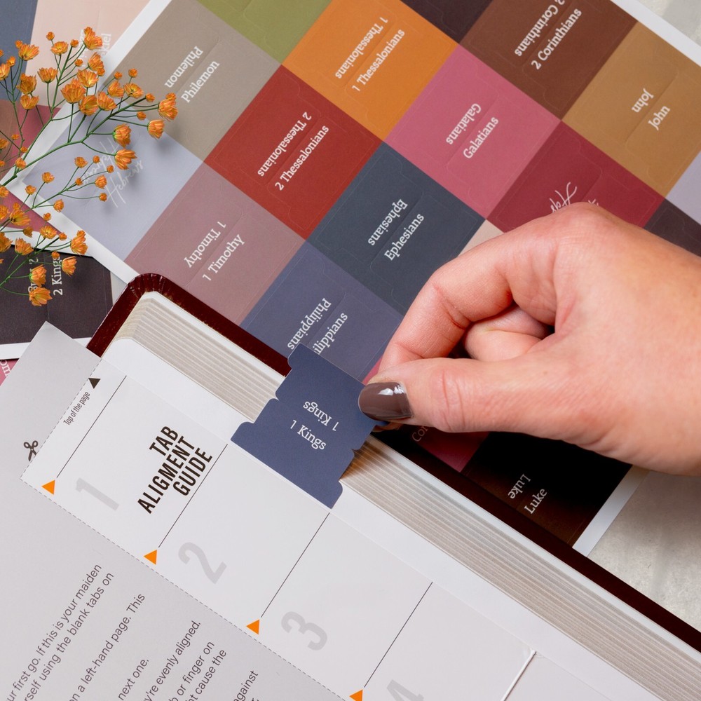 OFFILICIOUS 100 Rustic Soft-Touch, Laminated Bible Book Tabs for Bible Study