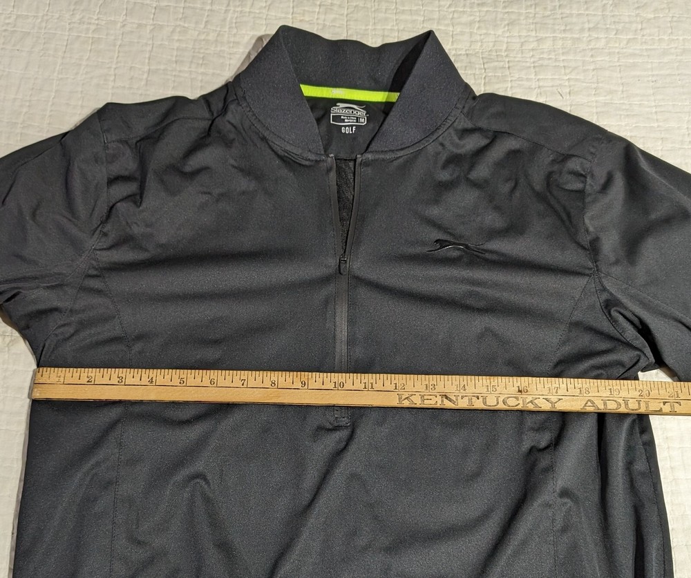 Slazenger Golf Pullover Mens Sz M Medium Vented Lightweight 1/2 Zip Jacket Black