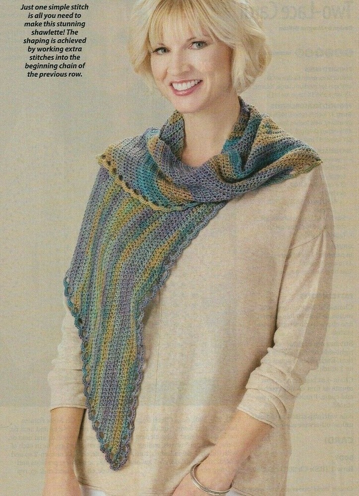 LITTLE ARCHES SHAWLETTE WRAP WOMEN'S CROCHET PATTERN INSTRUCTIONS