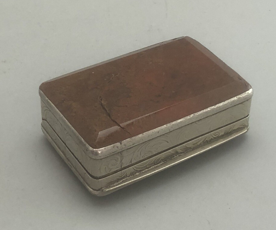 Antique Silver & Agate Snuff Box AF EELZX