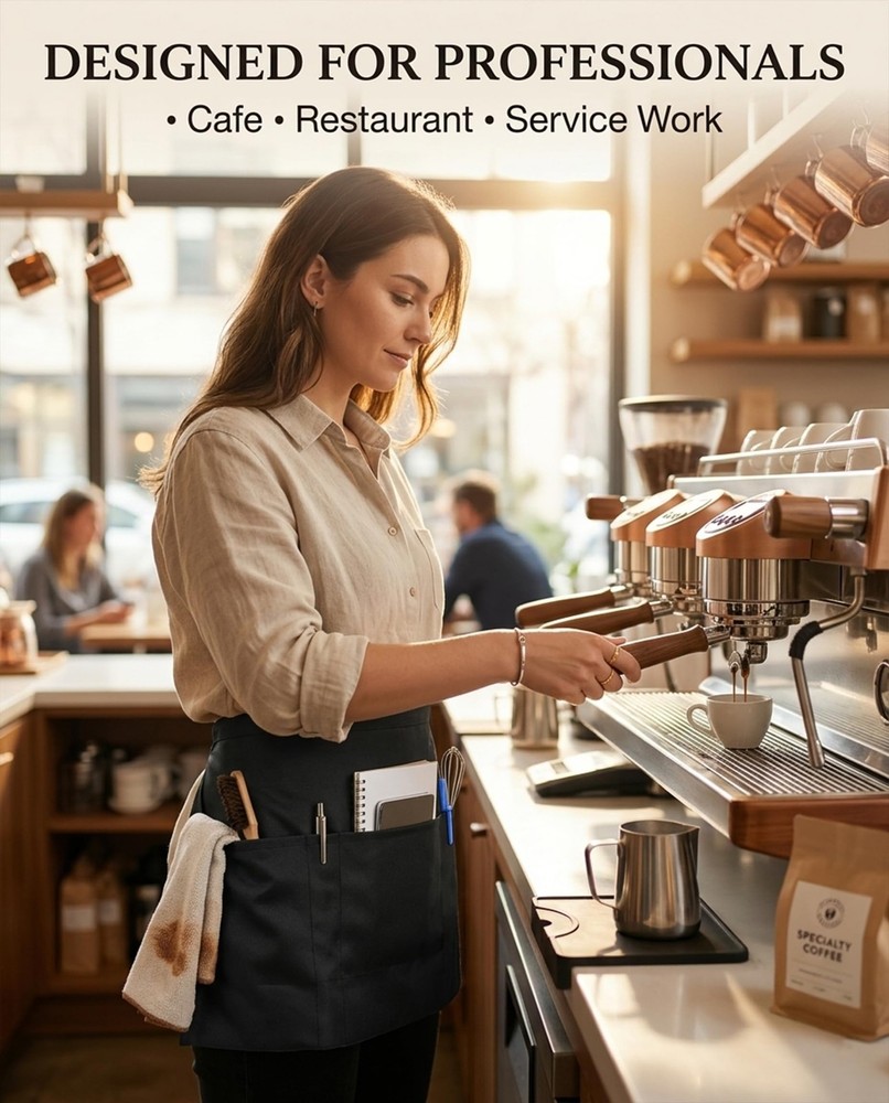 Server Apron: Waist Half Apron for Waitress with 3 Pockets