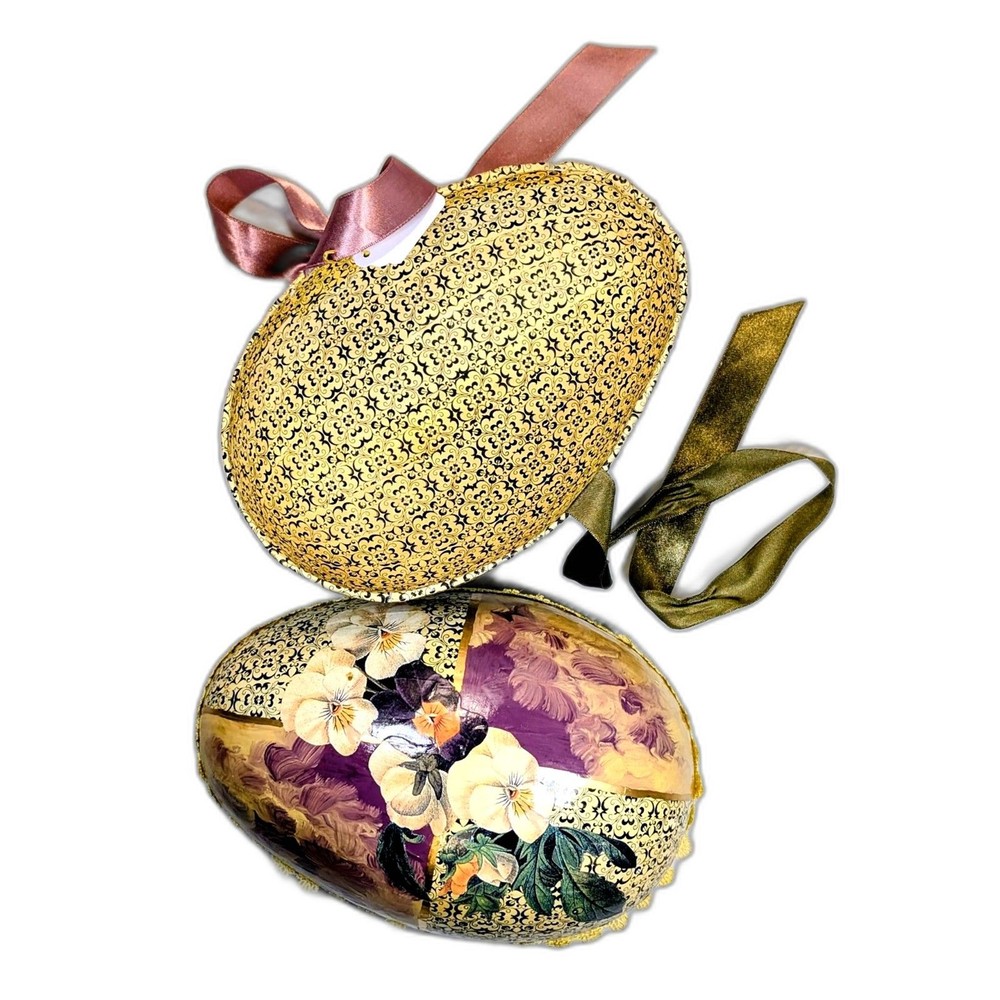 Handmade Large 8” Papier-Mâché Easter Egg Candy Container