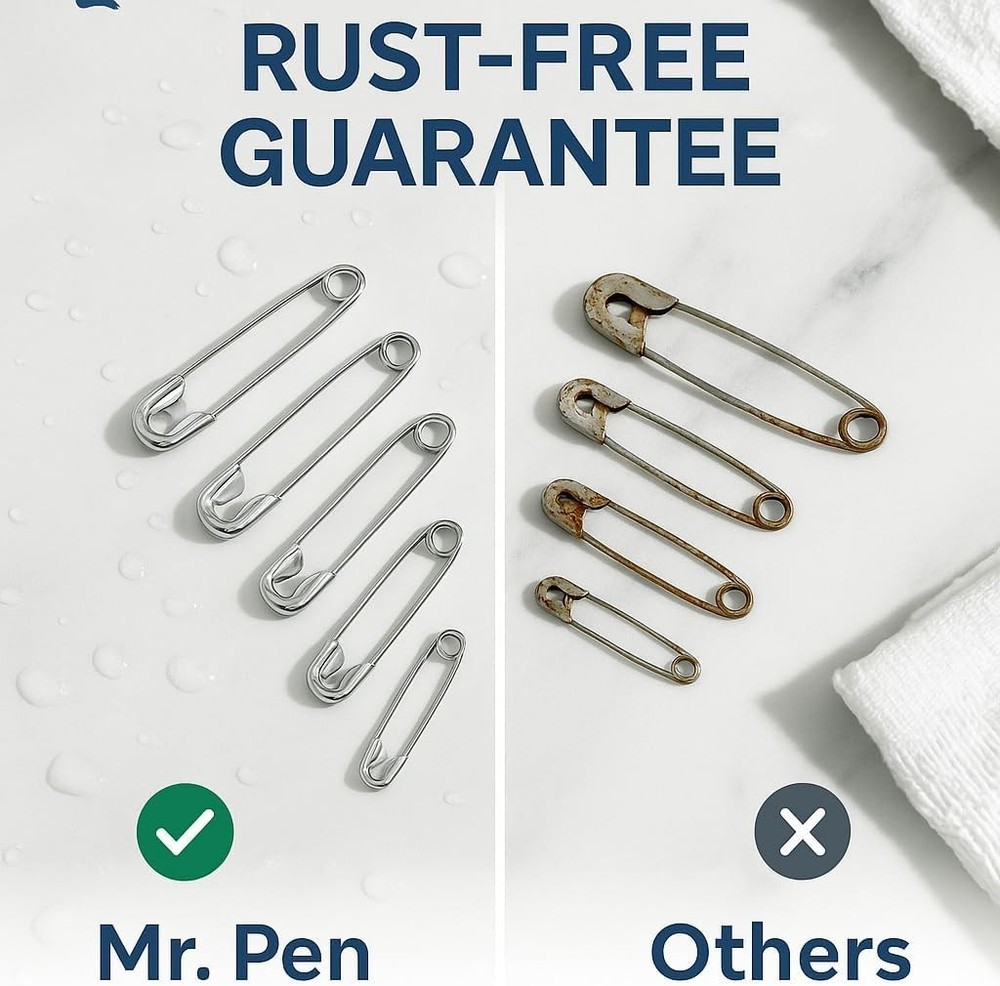 Durable 300 Count Safety Pins - Assorted Sizes with Storage Box for Easy Use