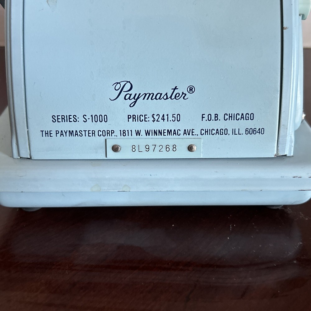 Vintage Paymaster Payroll Machine series s 1000