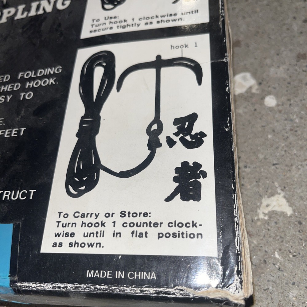 Ninja Folding Grappling Hook & 33ft Rope Black Compact New In Box