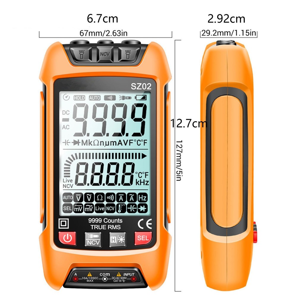 Digital Multimeter 9999 Counts Current Tester True RMS Auto Capacitance Meter rr