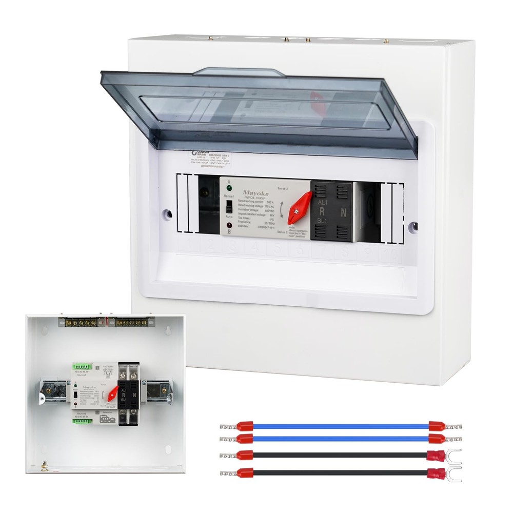 100A Automatic Transfer Switch for Home Generator - AC 220V 2 Pole ATS with...